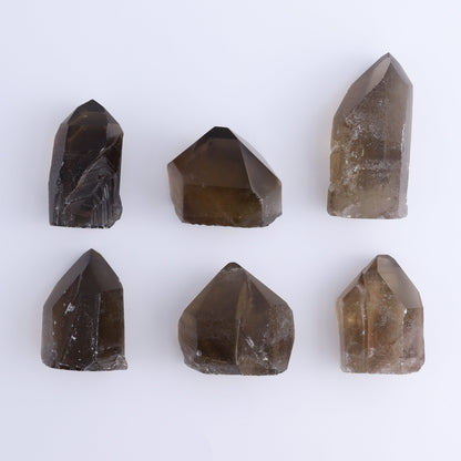 Smoky Quartz Polished Tops Set of 18 - Expert Wholesale and Supplier of Wholesale Crystals & Bulk Gemstones, ["Brazil","close_70","Points","Polished Tip","Quartz","Smoky Quartz"]