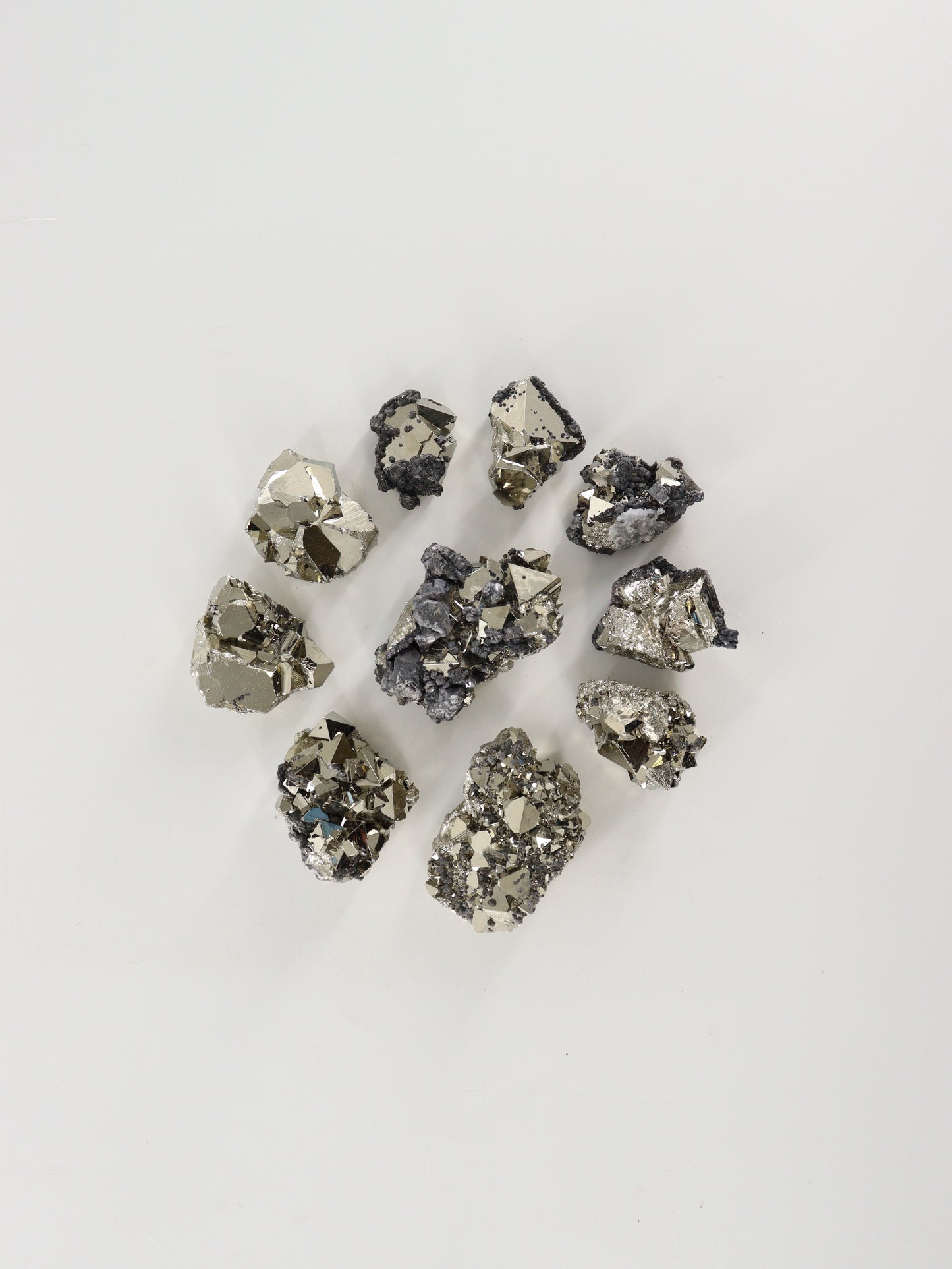 Rough Octahedral Pyrite Set of 10 - Expert Wholesale and Supplier of Wholesale Crystals & Bulk Gemstones, []