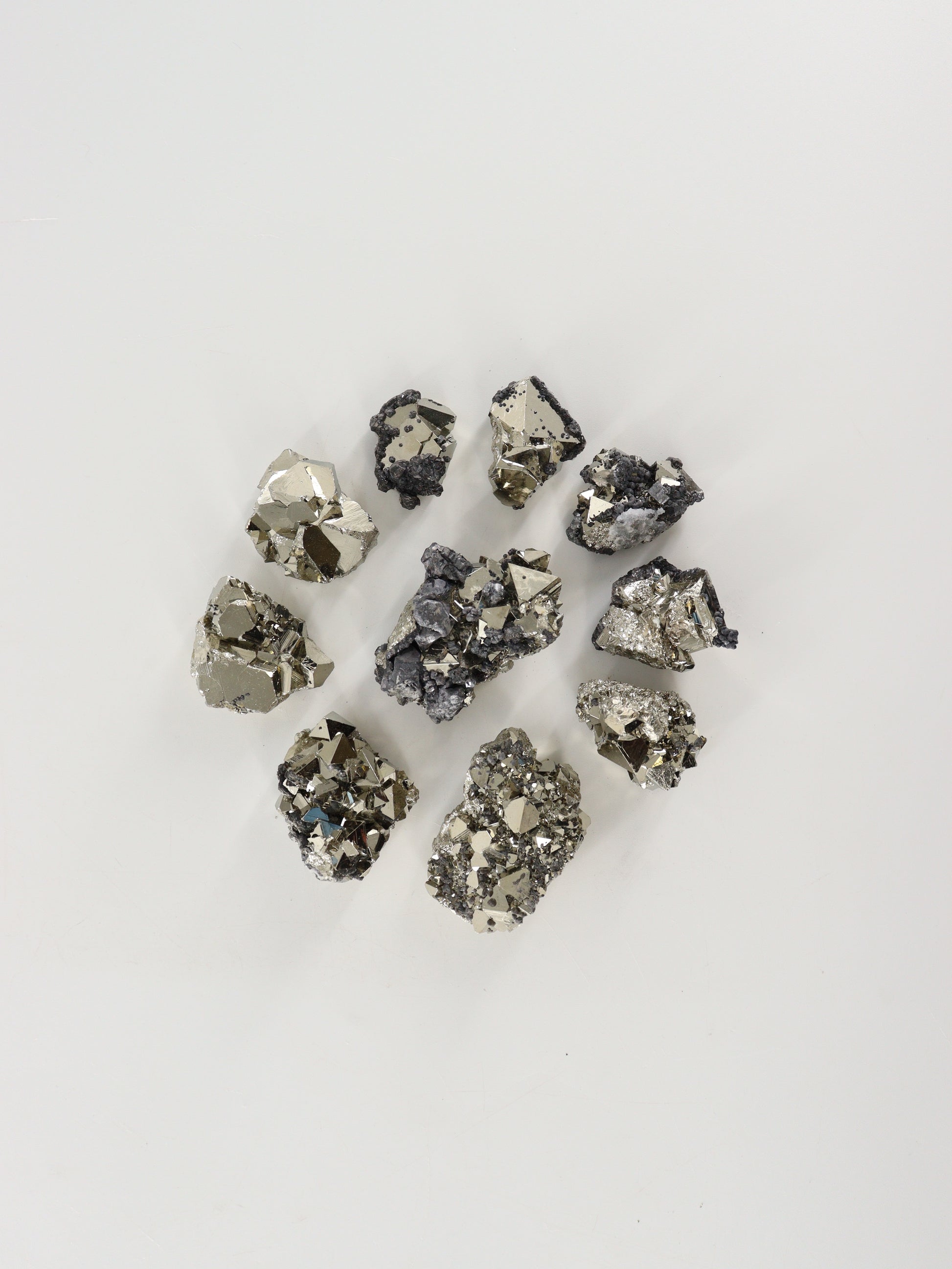 Rough Octahedral Pyrite Set of 10 - Expert Wholesale and Supplier of Wholesale Crystals & Bulk Gemstones, []