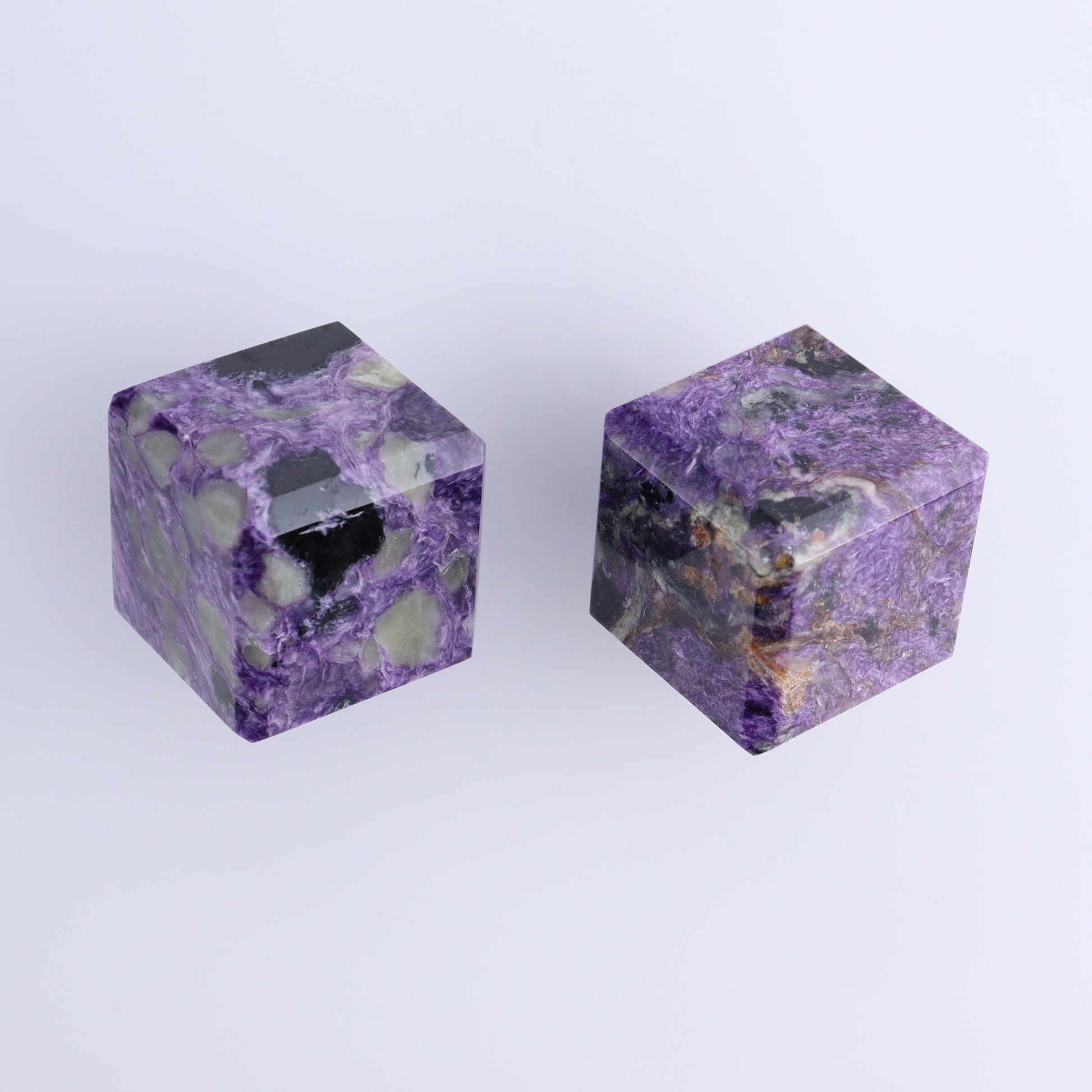 Charoite Cubes Set of 4 - Expert Wholesale and Supplier of Wholesale Crystals & Bulk Gemstones, ["Charoite","Cubes","Russia"]