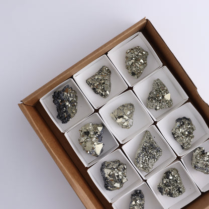 Octahedral Pyrite Clusters Set of 12 - Expert Wholesale and Supplier of Wholesale Crystals & Bulk Gemstones, ["Clusters","Octahedral Pyrite","Peru","Pyrite"]