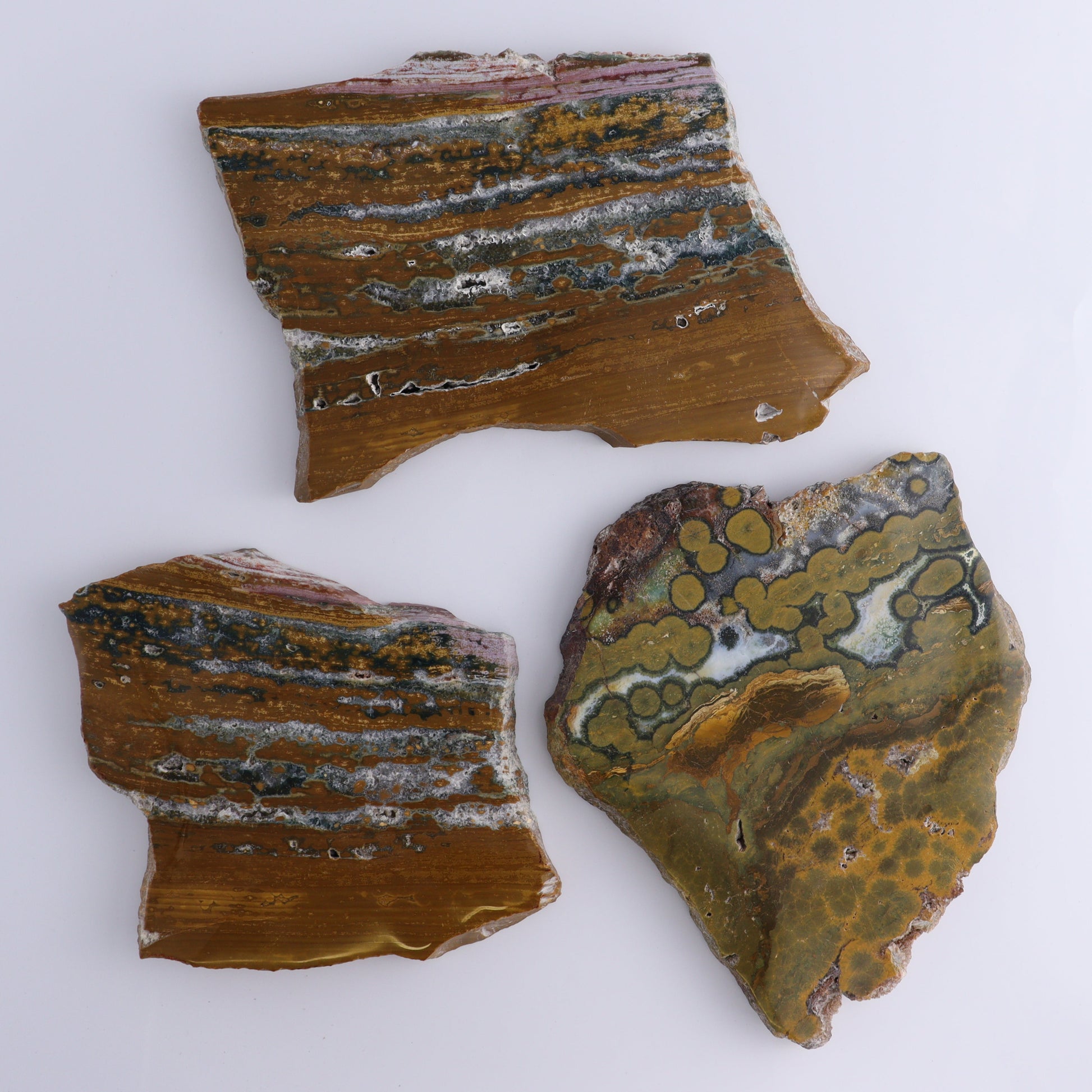 Ocean Jasper Slices & Slabs Set of 3 - Expert Wholesale and Supplier of Wholesale Crystals & Bulk Gemstones, ["close_50","Freeforms","jasper","Ocean Jasper"]
