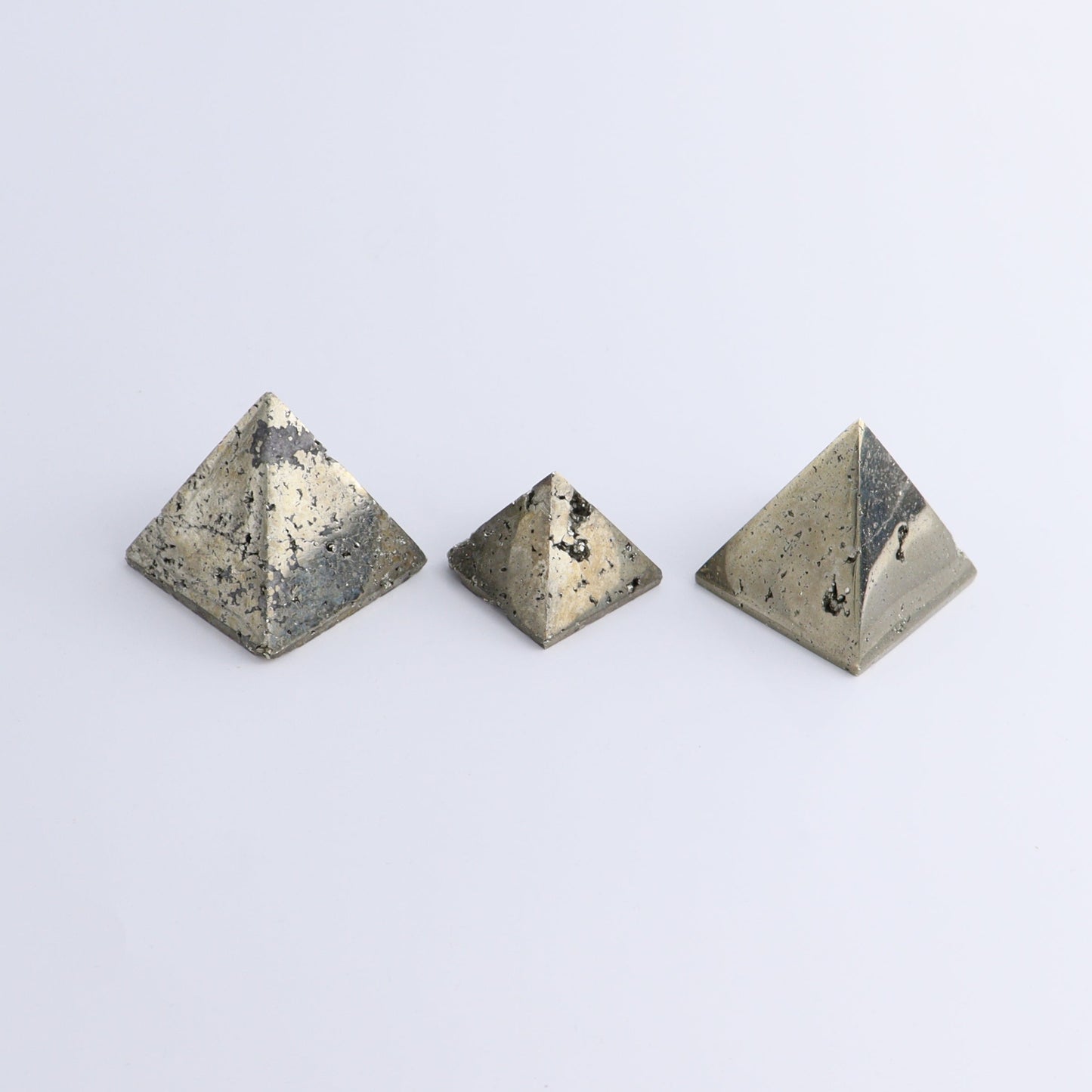 Pyrite Pyramids Set of 9 - Expert Wholesale and Supplier of Wholesale Crystals & Bulk Gemstones, ["Pyramids","Pyrite"]
