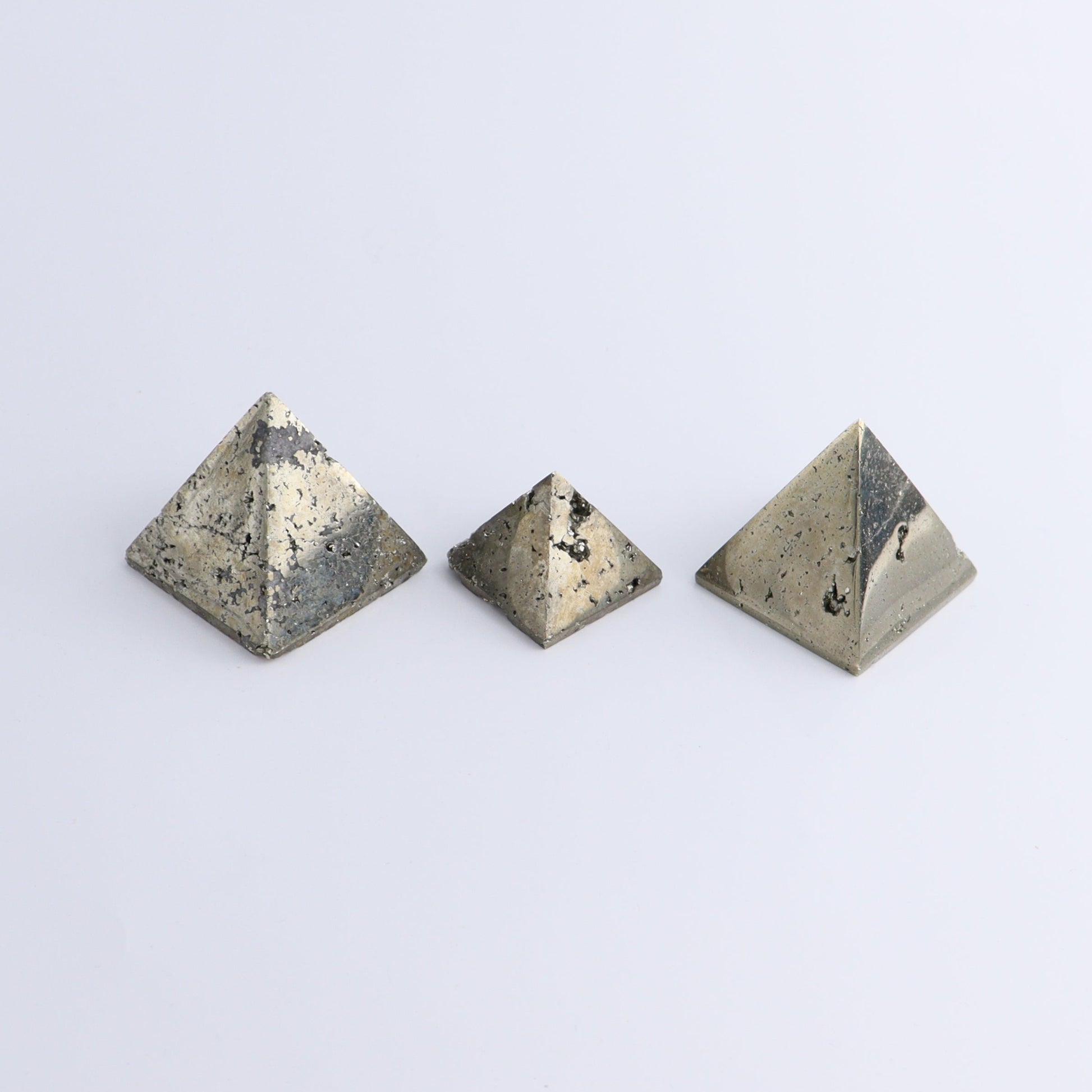 Pyrite Pyramids Set of 9 - Expert Wholesale and Supplier of Wholesale Crystals & Bulk Gemstones, ["Pyramids","Pyrite"]