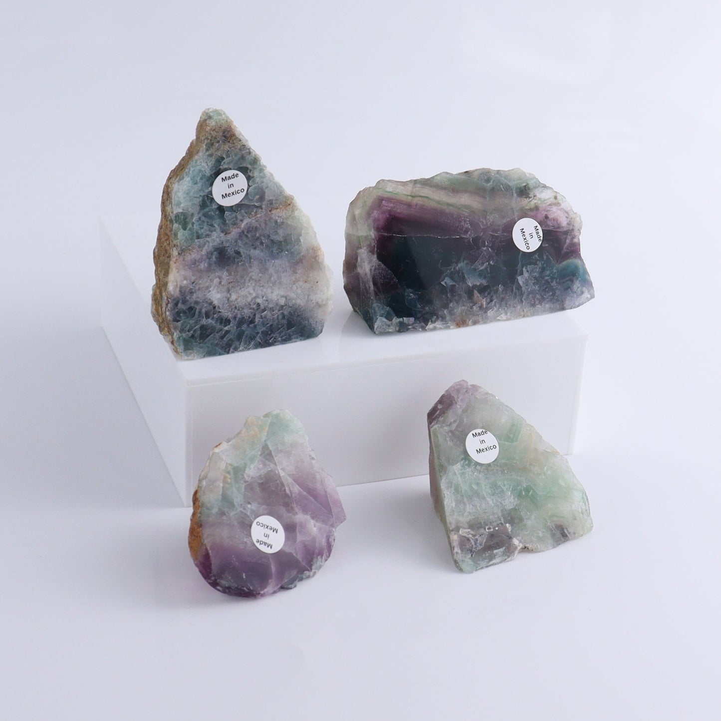 Fluorite Polished Face Cut Bases Set of 16 - Expert Wholesale and Supplier of Wholesale Crystals & Bulk Gemstones, ["Cut Base","Face Polished","Fluorite","Mexico"]