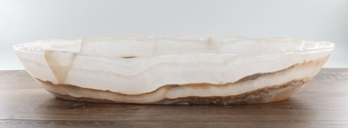 Mexican Onyx/Calcite Canoe Bowl 23"