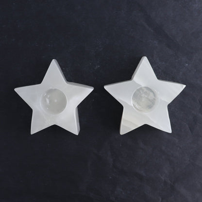 One Mexicano Onyx/Calcite White Star Candle Holder