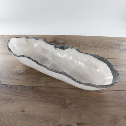Mexican Onyx/Calcite Canoe Bowl 24"