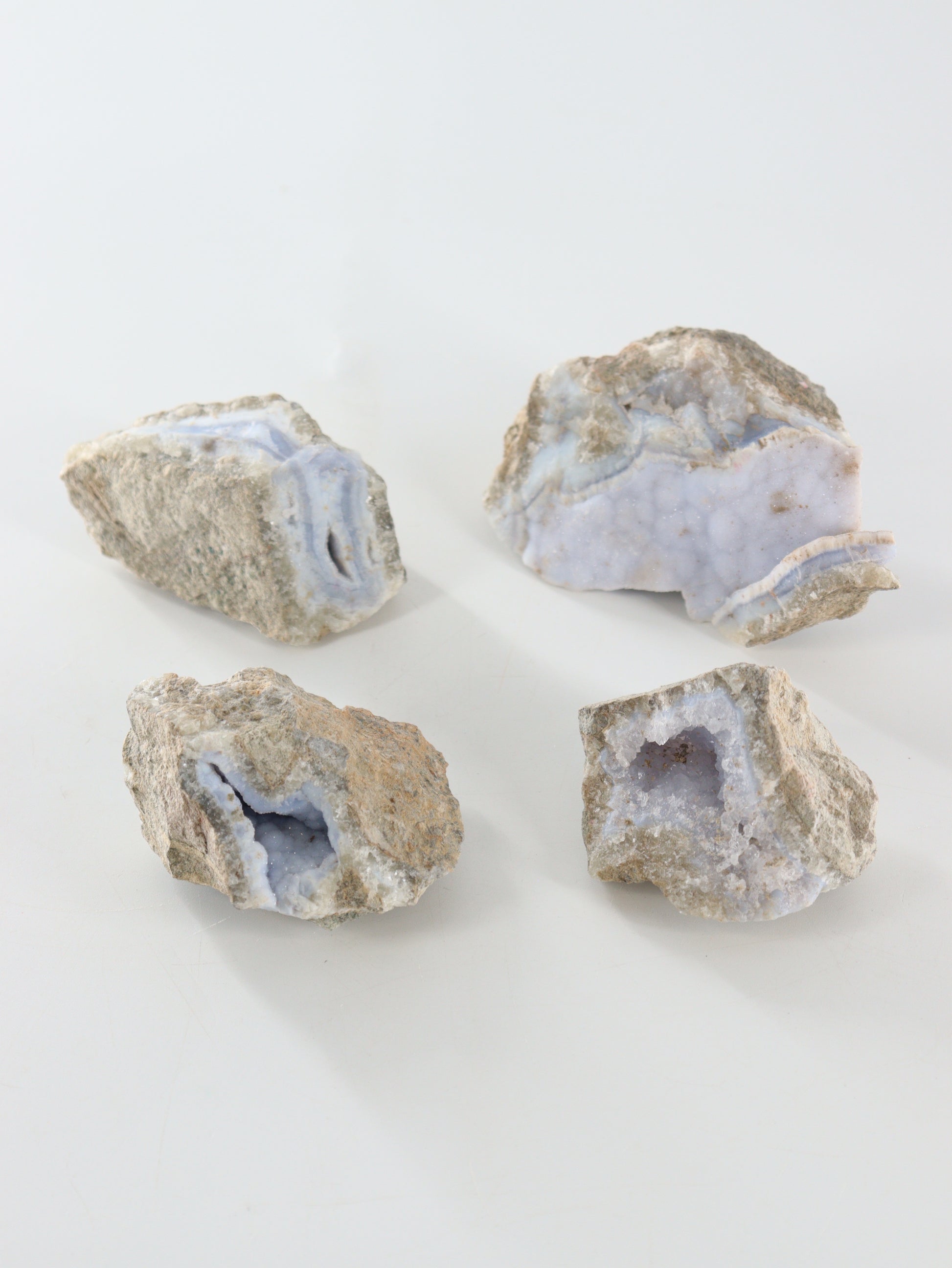 Blue Lace Agate Clusters Set of 4 - Expert Wholesale and Supplier of Wholesale Crystals & Bulk Gemstones, []