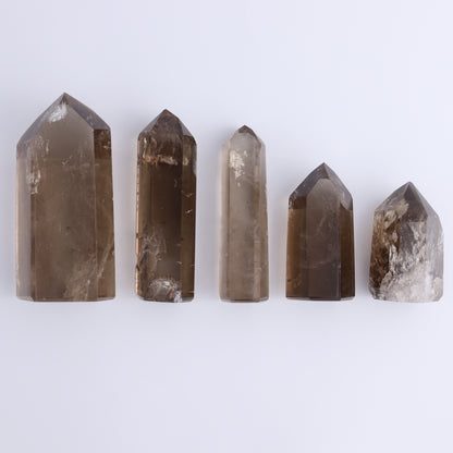 Smoky Quartz Towers Set of 5 - Expert Wholesale and Supplier of Wholesale Crystals & Bulk Gemstones, ["Brazil","Quartz","Smoky Quartz","Towers"]