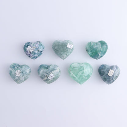 Fluorite Hearts Set of 7 - Expert Wholesale and Supplier of Wholesale Crystals & Bulk Gemstones, ["Fluorite","Hearts","Mexico"]