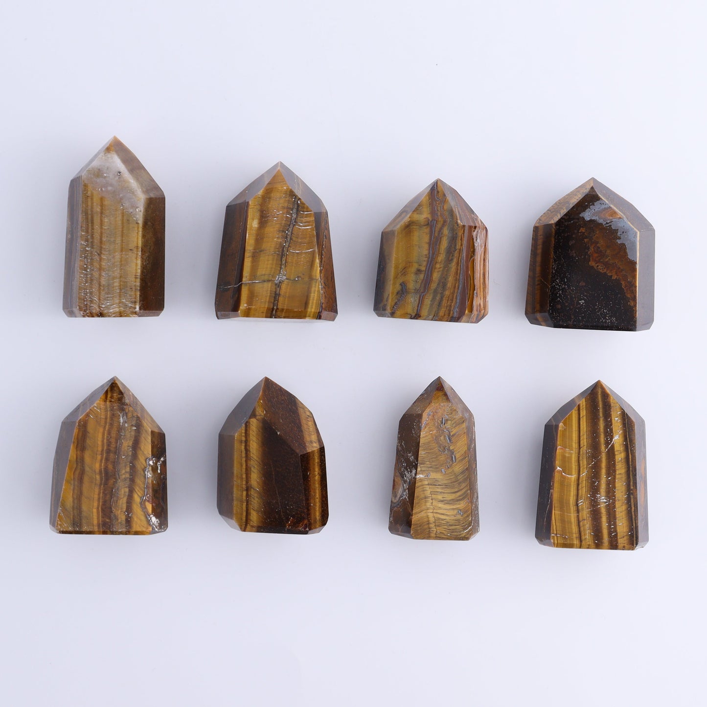 Tiger Eye Towers Set of 15 - Expert Wholesale and Supplier of Wholesale Crystals & Bulk Gemstones, ["Brazil","close_70","Tiger Eye","Towers"]