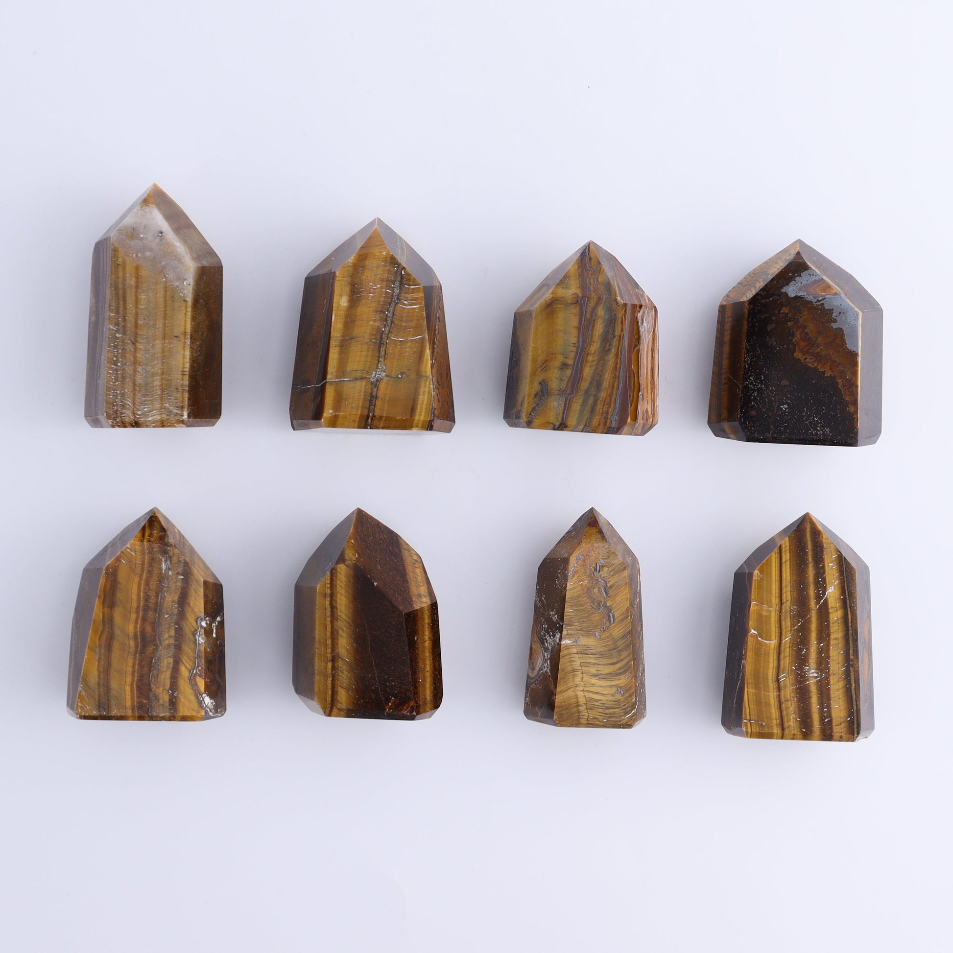 Tiger Eye Towers Set of 15 - Expert Wholesale and Supplier of Wholesale Crystals & Bulk Gemstones, ["Brazil","close_70","Tiger Eye","Towers"]