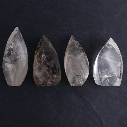 Imperfect Clear and Smoky Quartz Flames Set of 4 - Expert Wholesale and Supplier of Wholesale Crystals & Bulk Gemstones, ["Brazil","Clear Quartz","flames","Quartz"]