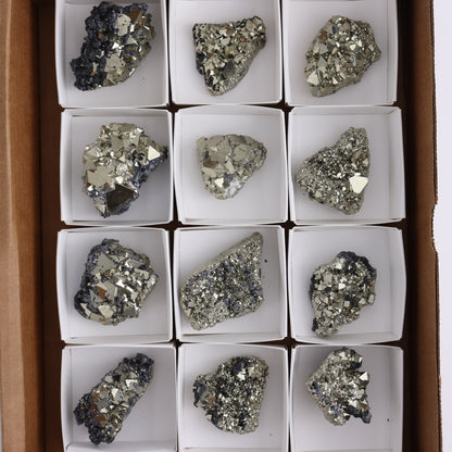Octahedral Pyrite Clusters Set of 12 - Expert Wholesale and Supplier of Wholesale Crystals & Bulk Gemstones, ["Clusters","Octahedral Pyrite","Peru","Pyrite"]