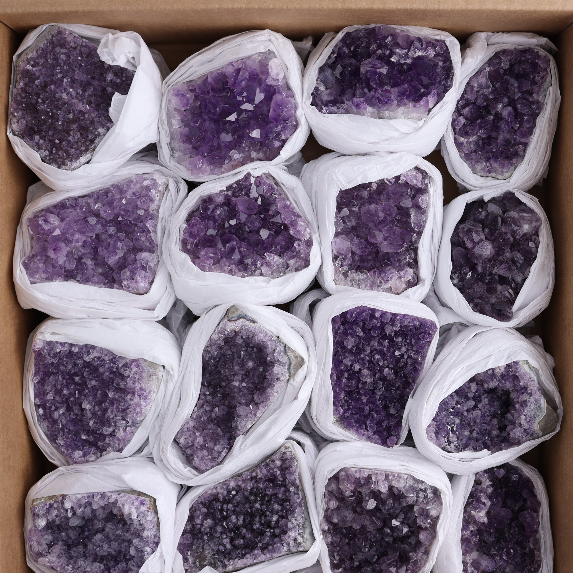 Amethyst Cut Base Set of 20 - Expert Wholesale and Supplier of Wholesale Crystals & Bulk Gemstones, ["Amethyst","Cut Base"]