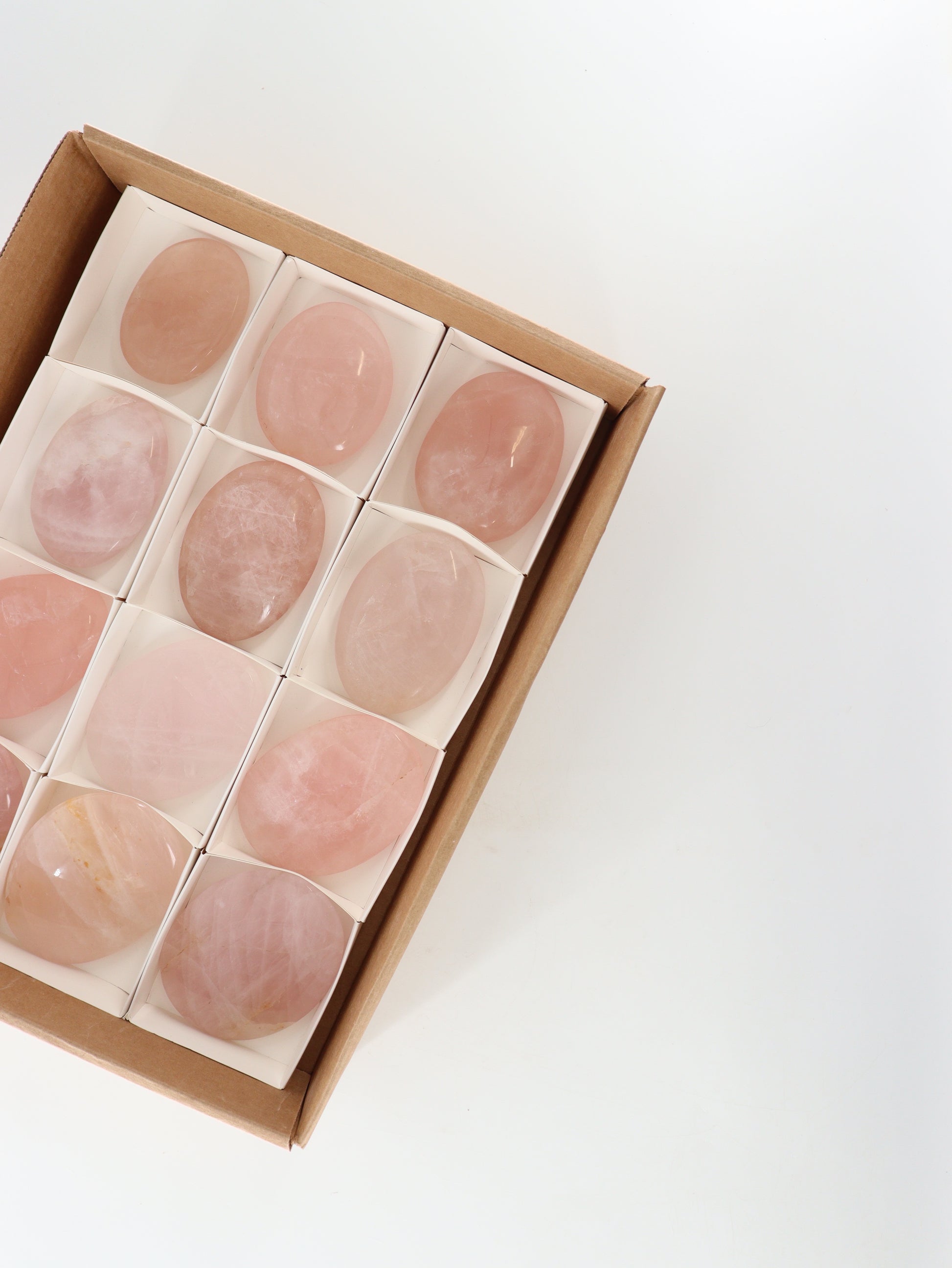 Rose Quartz Palm Stones Set of 12 - Expert Supplier of Wholesale Crystals & Bulk Gemstones