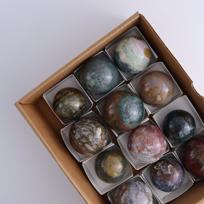 Ocean Jasper Spheres Set of 12 - Expert Wholesale and Supplier of Wholesale Crystals & Bulk Gemstones, ["jasper","Madagascar","Ocean Jasper","Spheres"]