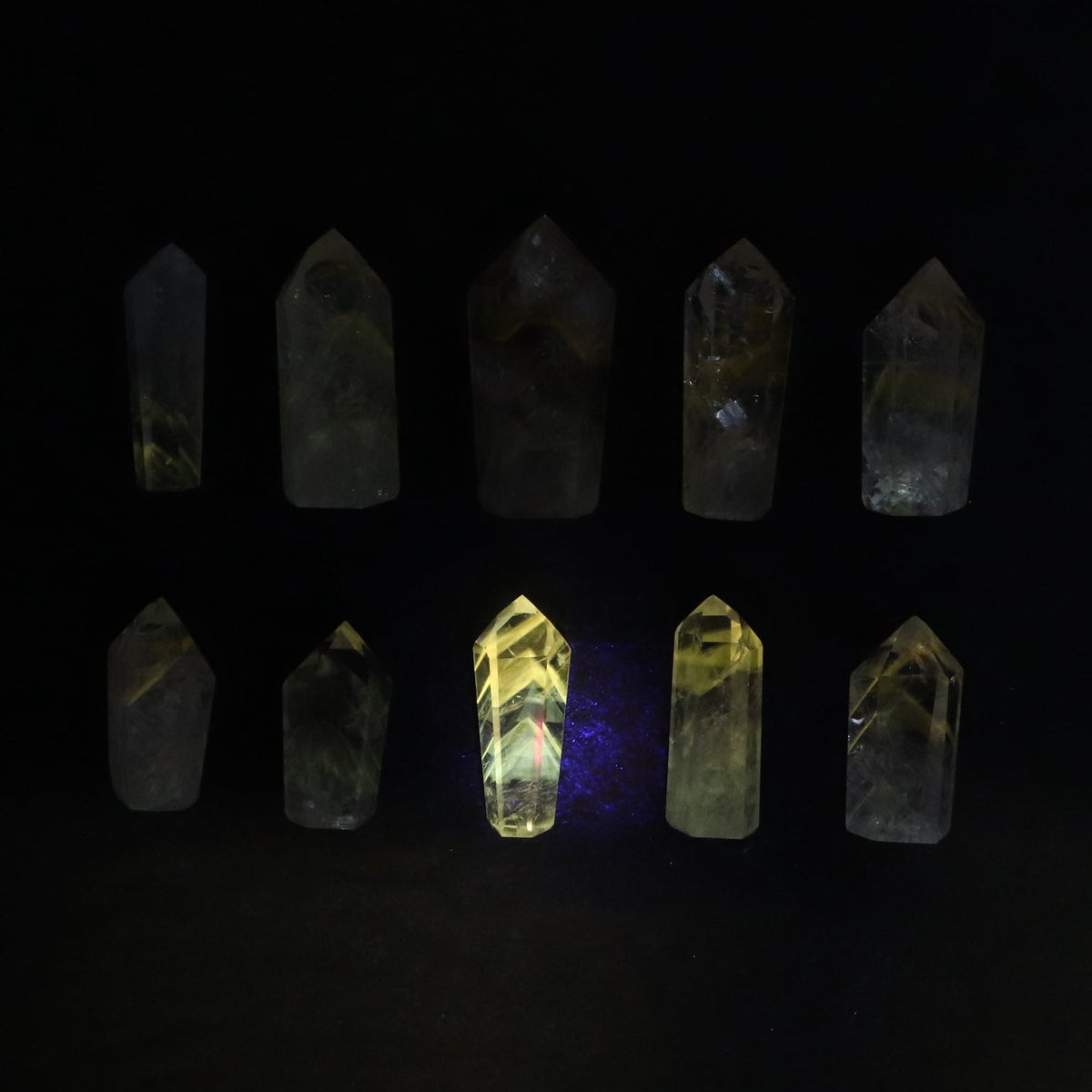 Powellite Amethyst UV Reactive Towers Set of 10