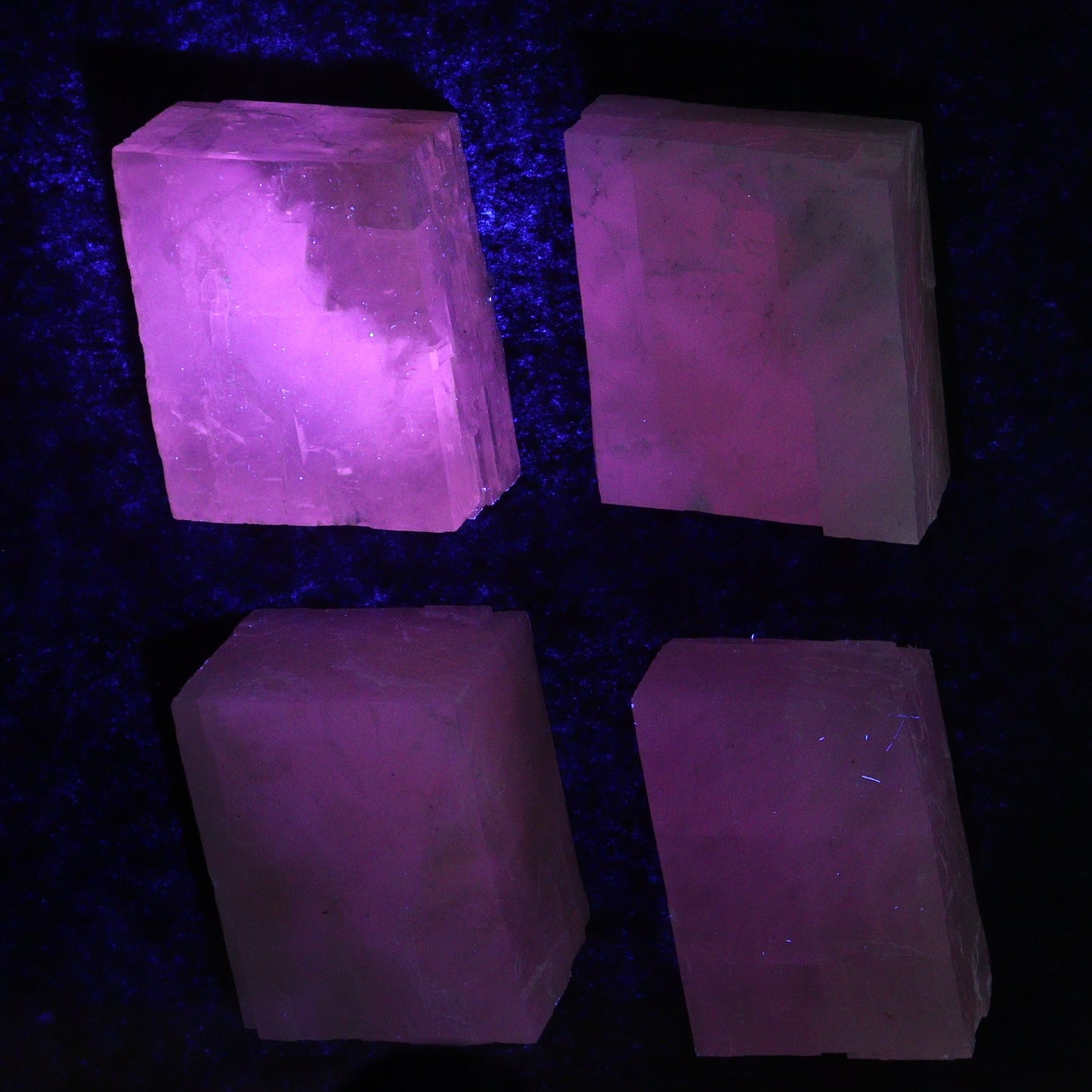 Pink Optical Calcite (Fluorescent) Set of 24 - Expert Wholesale and Supplier of Wholesale Crystals & Bulk Gemstones, ["Calcite","Mexico","Optical Calcite"]