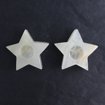 One Mexicano Onyx/Calcite White Star Candle Holder