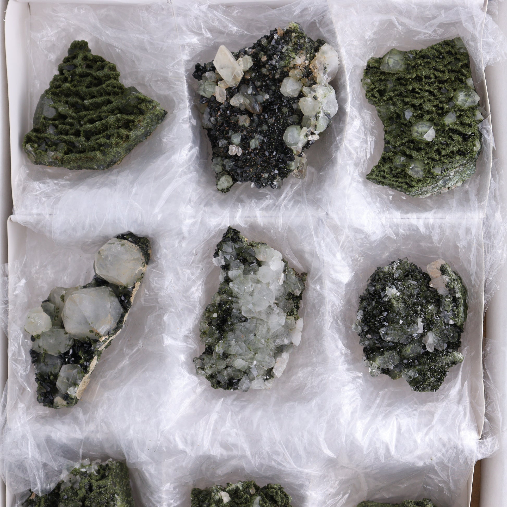 Epidote Set of 9 - Expert Wholesale and Supplier of Wholesale Crystals & Bulk Gemstones, ["epidote","flat","Flats"]