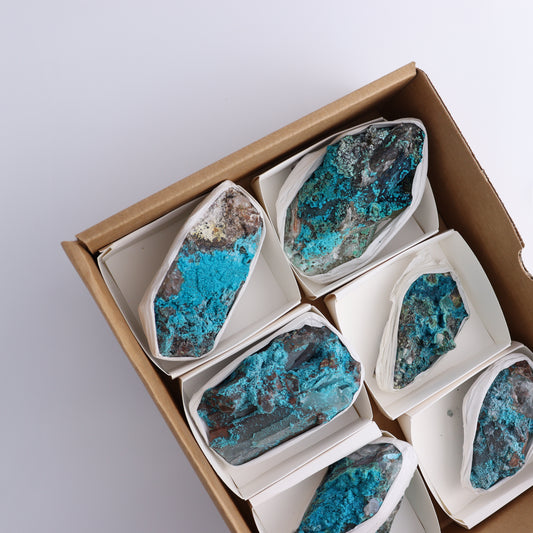 Chrysocolla with Quartz Roughs Set of 6 - Expert Wholesale and Supplier of Wholesale Crystals & Bulk Gemstones, ["Chrysocolla","Flats","Freeforms","Peru","Rough"]