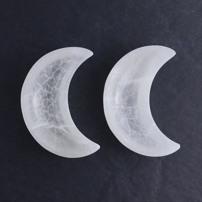 One Selenite (Satin Spar) Moon Bowl 12 cm - Expert Wholesale and Supplier of Wholesale Crystals & Bulk Gemstones, ["Bowls","moons","Morocco","Selenite"]