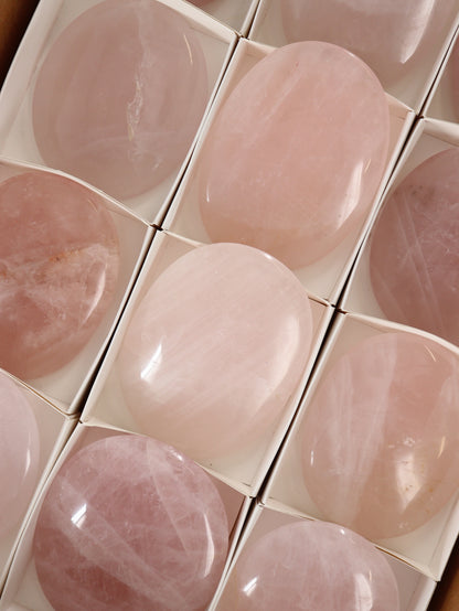 Rose Quartz Palm Stones Flat - Expert Supplier of Wholesale Crystals & Bulk Gemstones