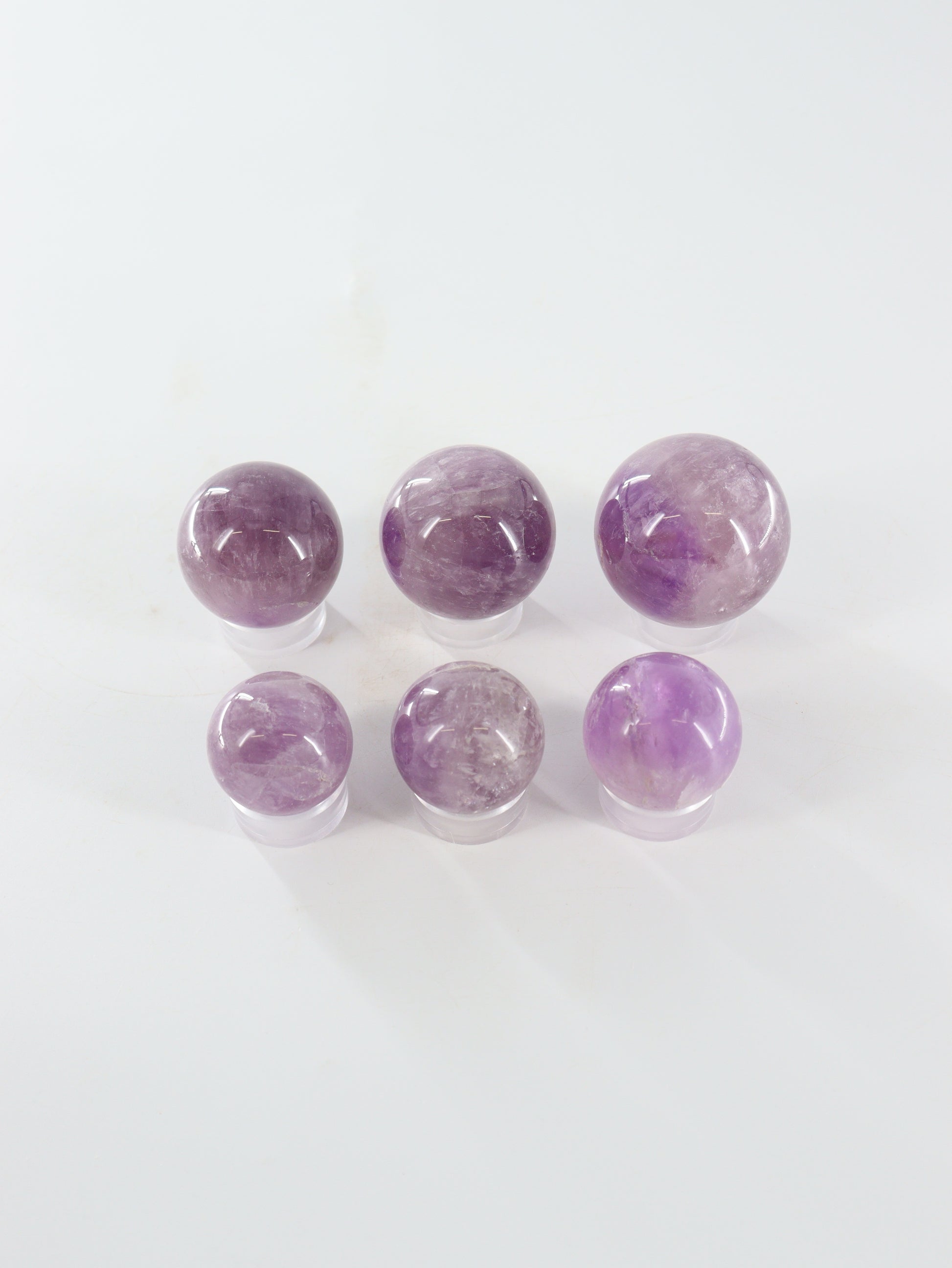 Amethyst Spheres Set of 6 - Expert Supplier of Wholesale Crystals & Bulk Gemstones