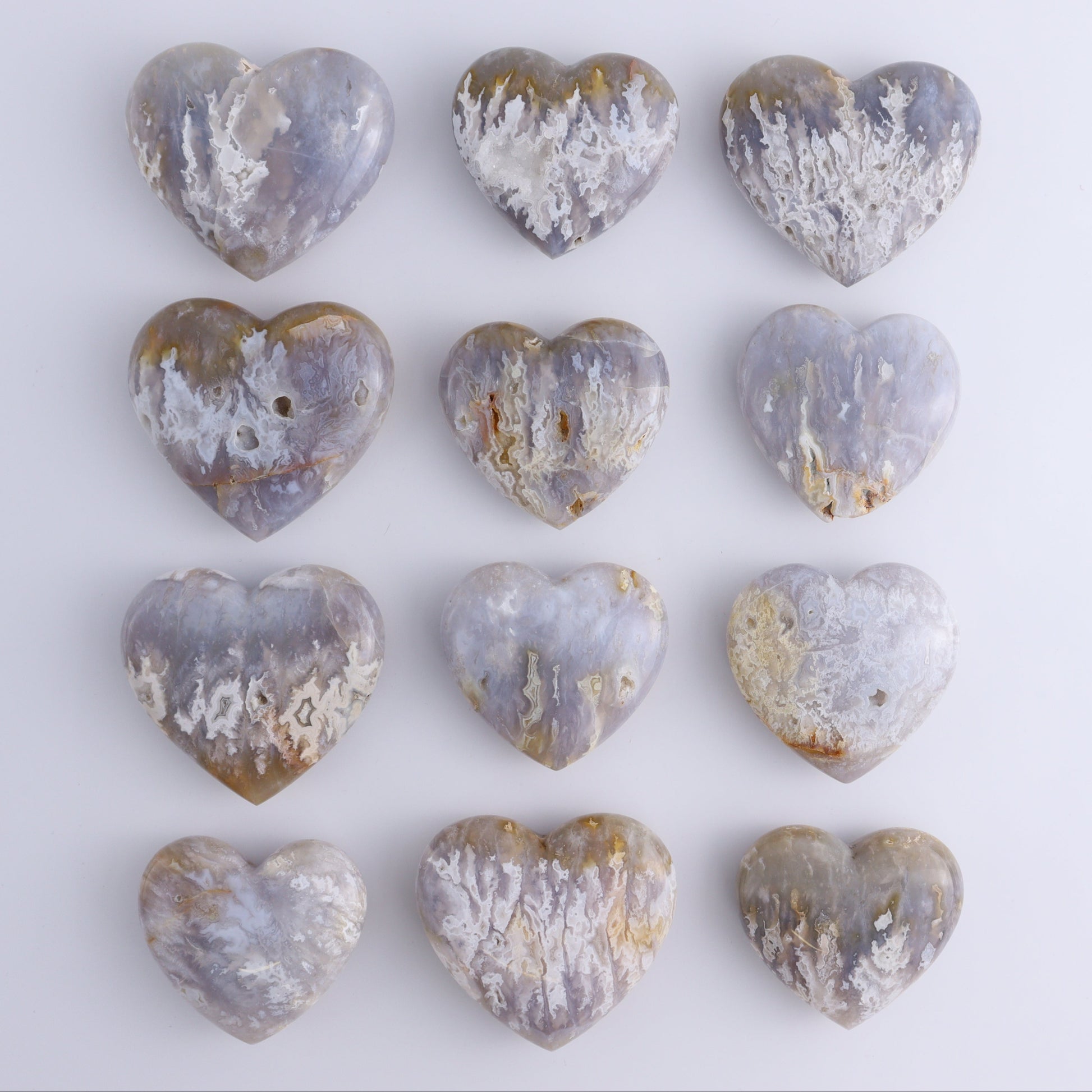 Agate Hearts Set of 12 - Expert Wholesale and Supplier of Wholesale Crystals & Bulk Gemstones, ["Agate","Hearts"]