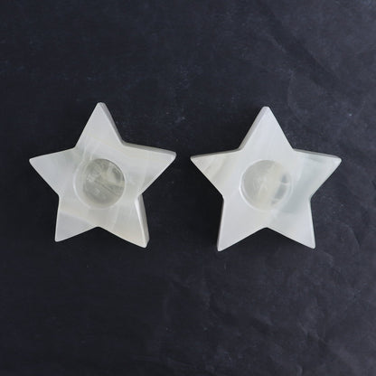 One Mexicano Onyx/Calcite White Star Candle Holder