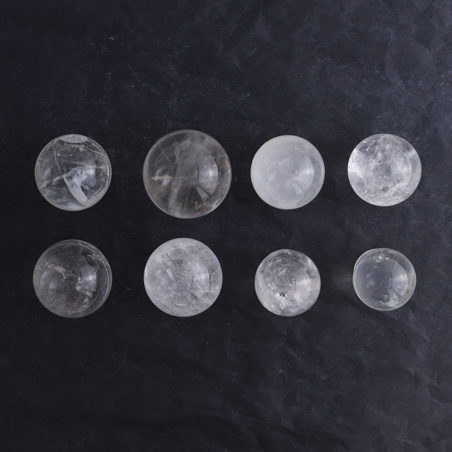 Clear Quartz Spheres Set of 8