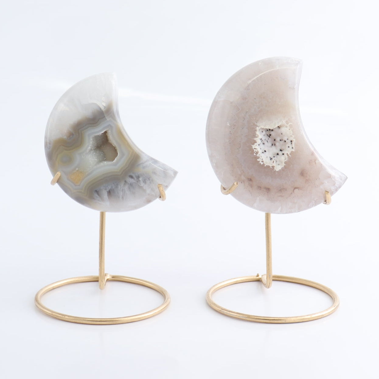Agate Moons with Stand Set of 5 - Expert Wholesale and Supplier of Wholesale Crystals & Bulk Gemstones, ["Agate","Brazil","moons"]