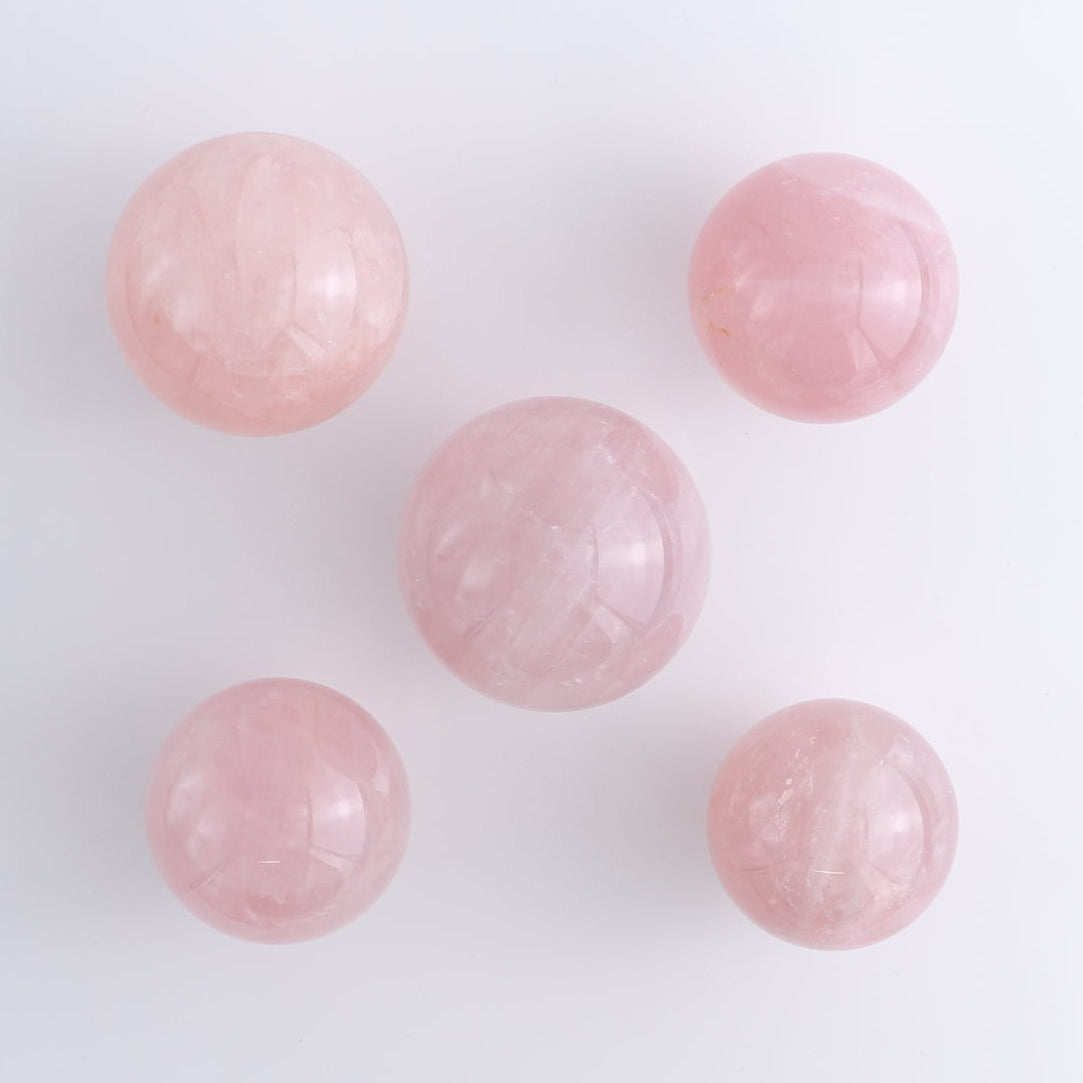 Rose Quartz Spheres Set of 5
