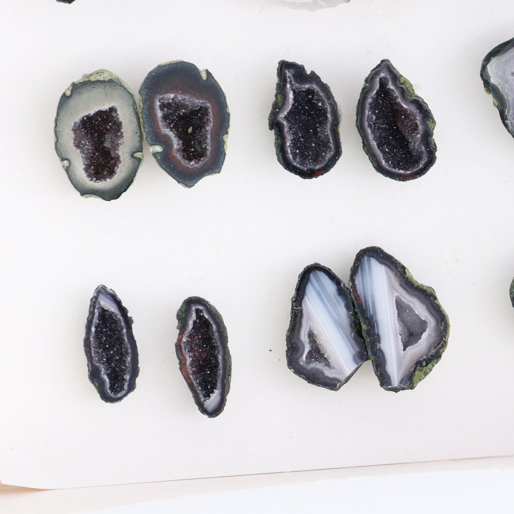 Tabasco Geodes 9 Pairs - Expert Wholesale and Supplier of Wholesale Crystals & Bulk Gemstones, ["Geodes","Tabasco Geode"]