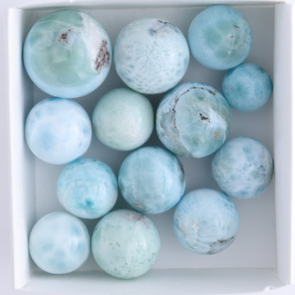 Larimar Spheres Set of 13 - Expert Wholesale and Supplier of Wholesale Crystals & Bulk Gemstones, ["Larimar","Spheres"]
