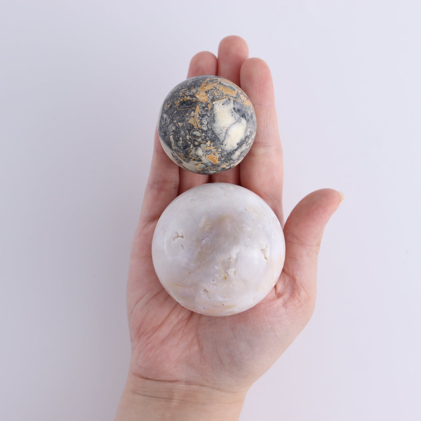 Maligano Jasper Palm Stones and Spheres Set of 9 - Expert Wholesale and Supplier of Wholesale Crystals & Bulk Gemstones, ["Indonesia","Maligno Jasper","Palm Stones","Spheres"]