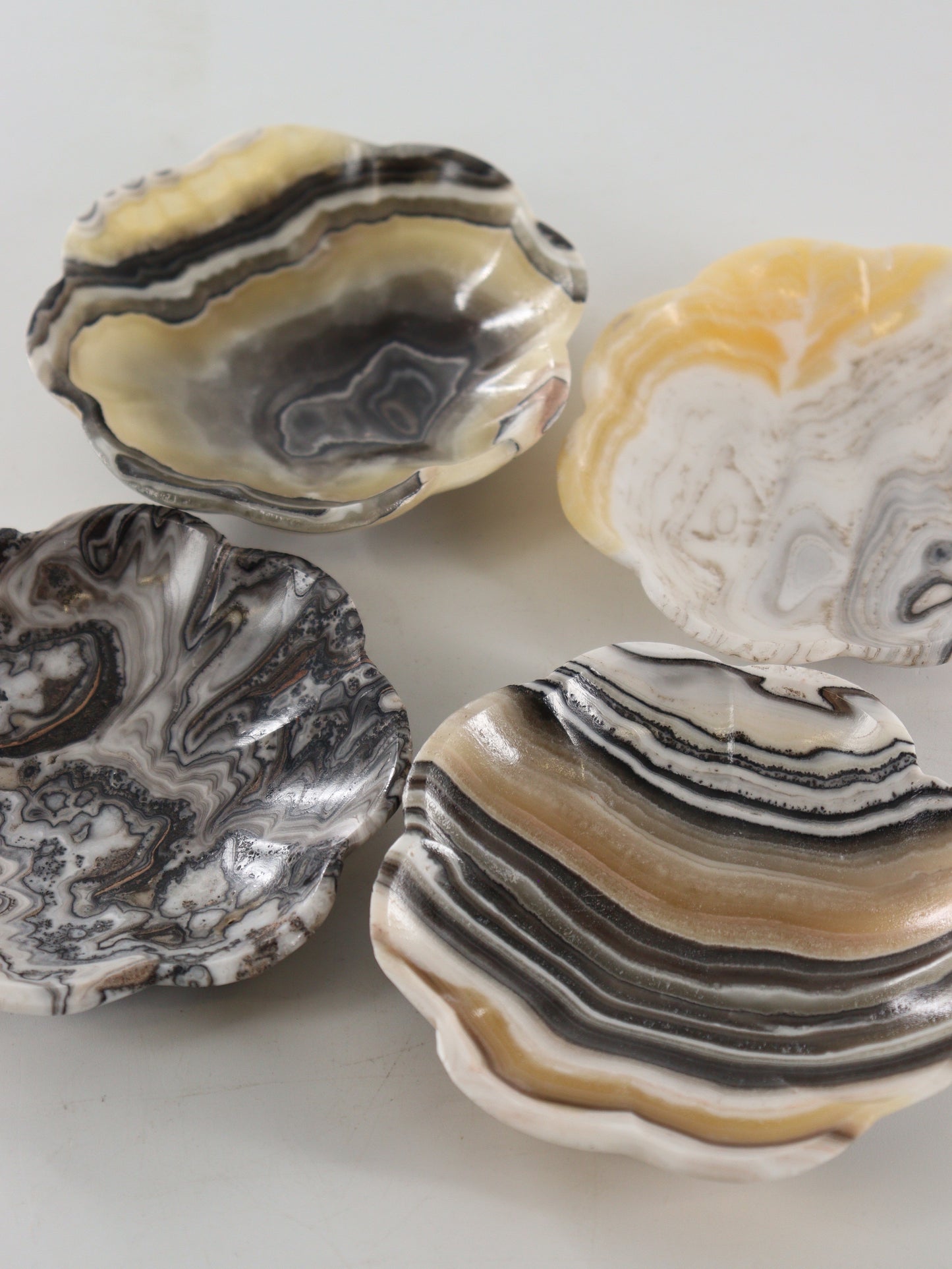 Zebra Onyx Flower Dishes Set of 8