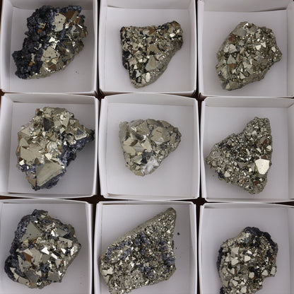 Octahedral Pyrite Clusters Set of 12 - Expert Wholesale and Supplier of Wholesale Crystals & Bulk Gemstones, ["Clusters","Octahedral Pyrite","Peru","Pyrite"]