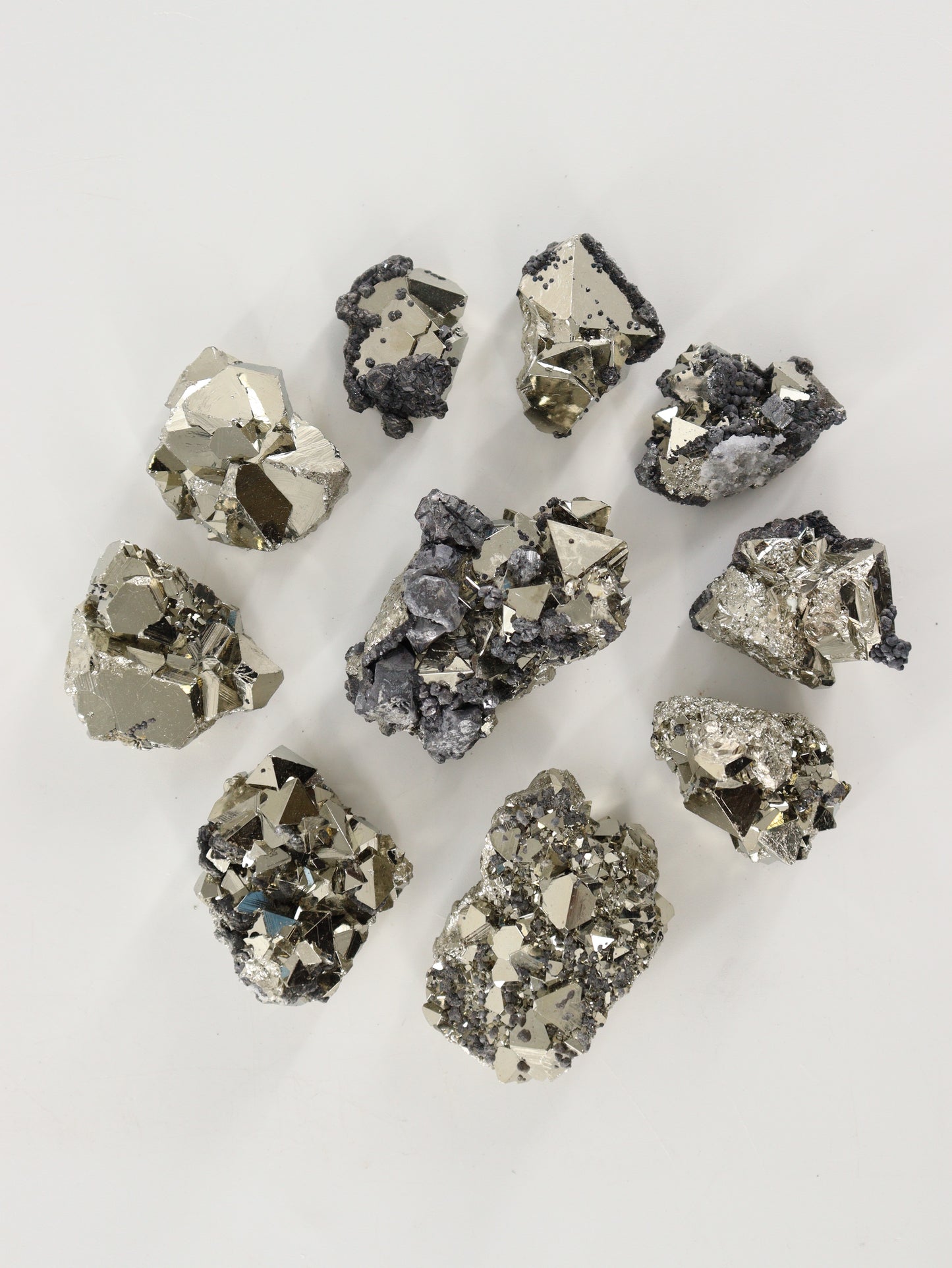 Rough Octahedral Pyrite Set of 10 - Expert Wholesale and Supplier of Wholesale Crystals & Bulk Gemstones, []