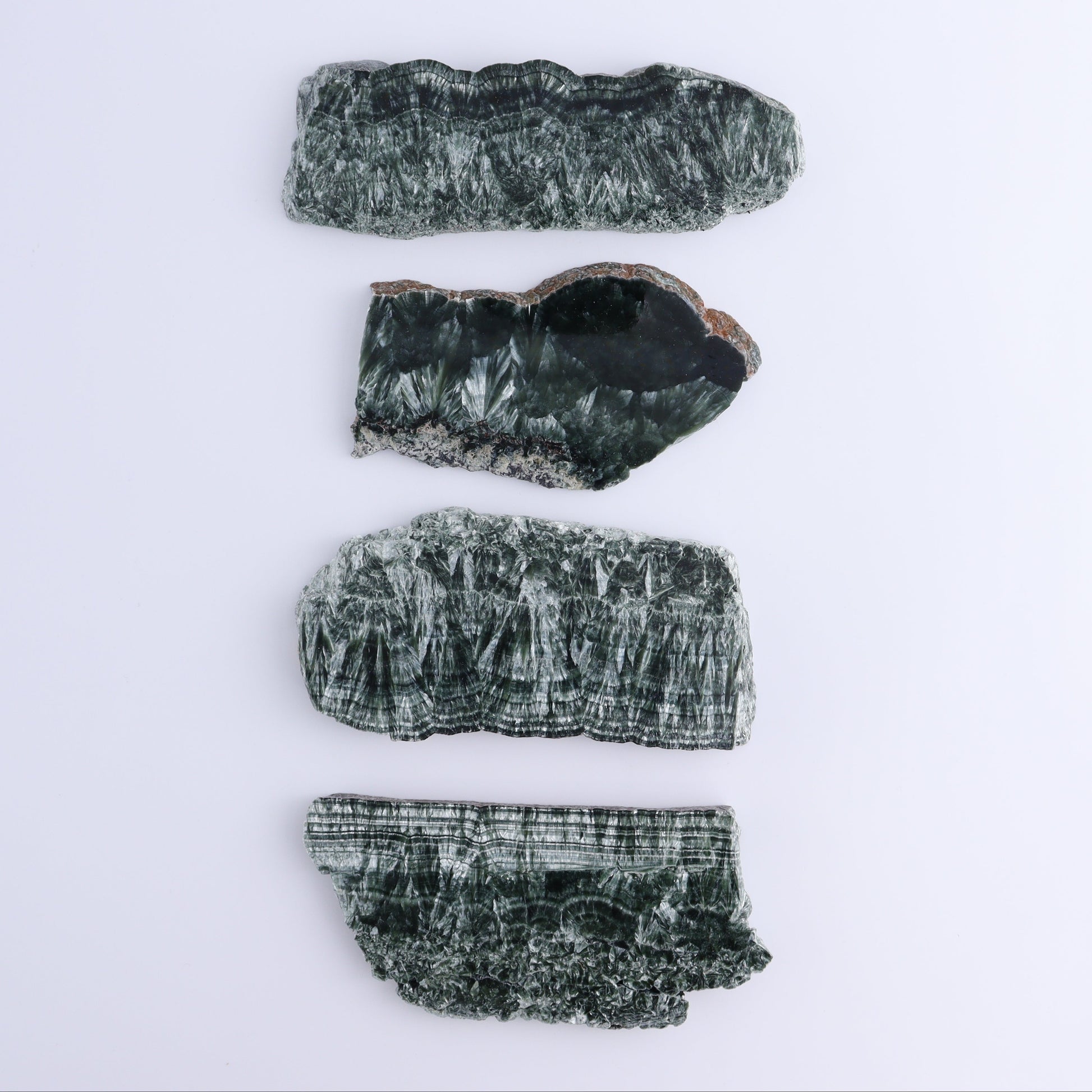 Seraphinite Slices Set of 4 - Expert Wholesale and Supplier of Wholesale Crystals & Bulk Gemstones, ["Russia","Seraphinite","Slices and Slabs"]