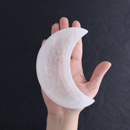 One Selenite (Satin Spar) Moon Bowl 12 cm - Expert Wholesale and Supplier of Wholesale Crystals & Bulk Gemstones, ["Bowls","moons","Morocco","Selenite"]