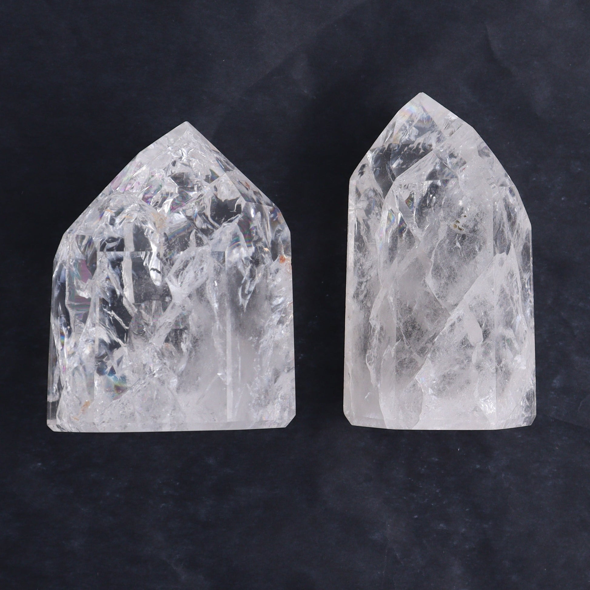 Crackled Quartz Towers Set of 6 - Expert Wholesale and Supplier of Wholesale Crystals & Bulk Gemstones, ["Brazil","Clear Quartz","Crackled","Points","Quartz","Towers"]