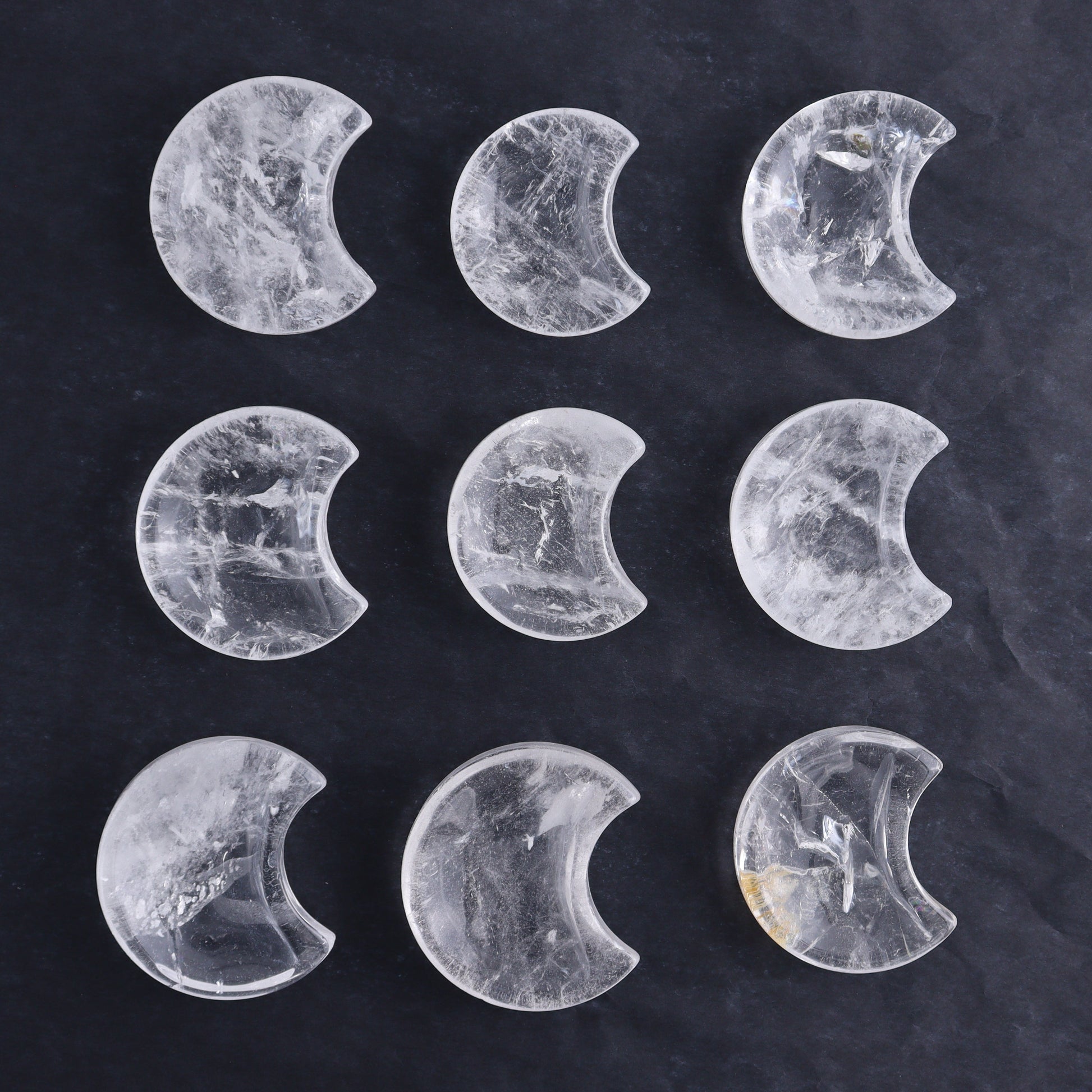 Clear Quartz Moons Bowls Set of 24 - Expert Wholesale and Supplier of Wholesale Crystals & Bulk Gemstones, ["Clear Quartz","moons","Quartz"]