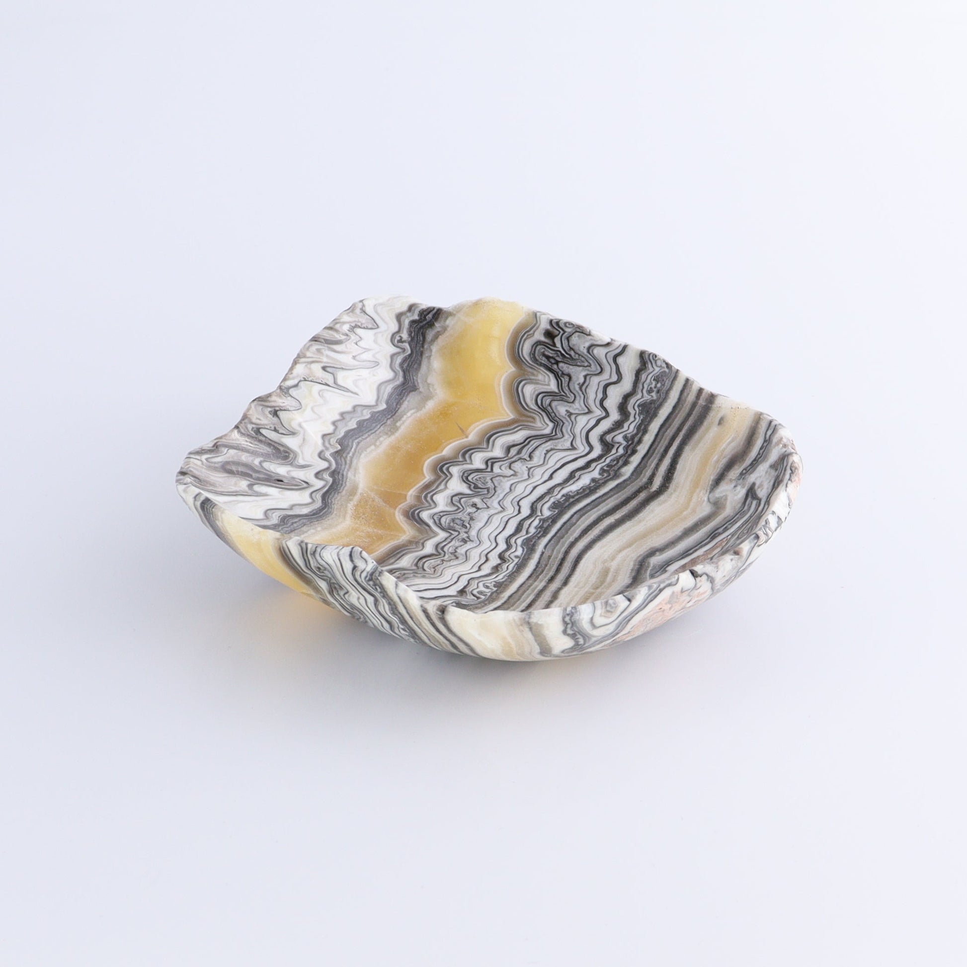 One Mexican Onyx/Calcite Yellow & Black Zebra Irregular Bowl - Expert Wholesale and Supplier of Wholesale Crystals & Bulk Gemstones, ["bowl","Bowls","Calcite","Catalog Onyx","Decorative Dish","Mexico","onyx"]