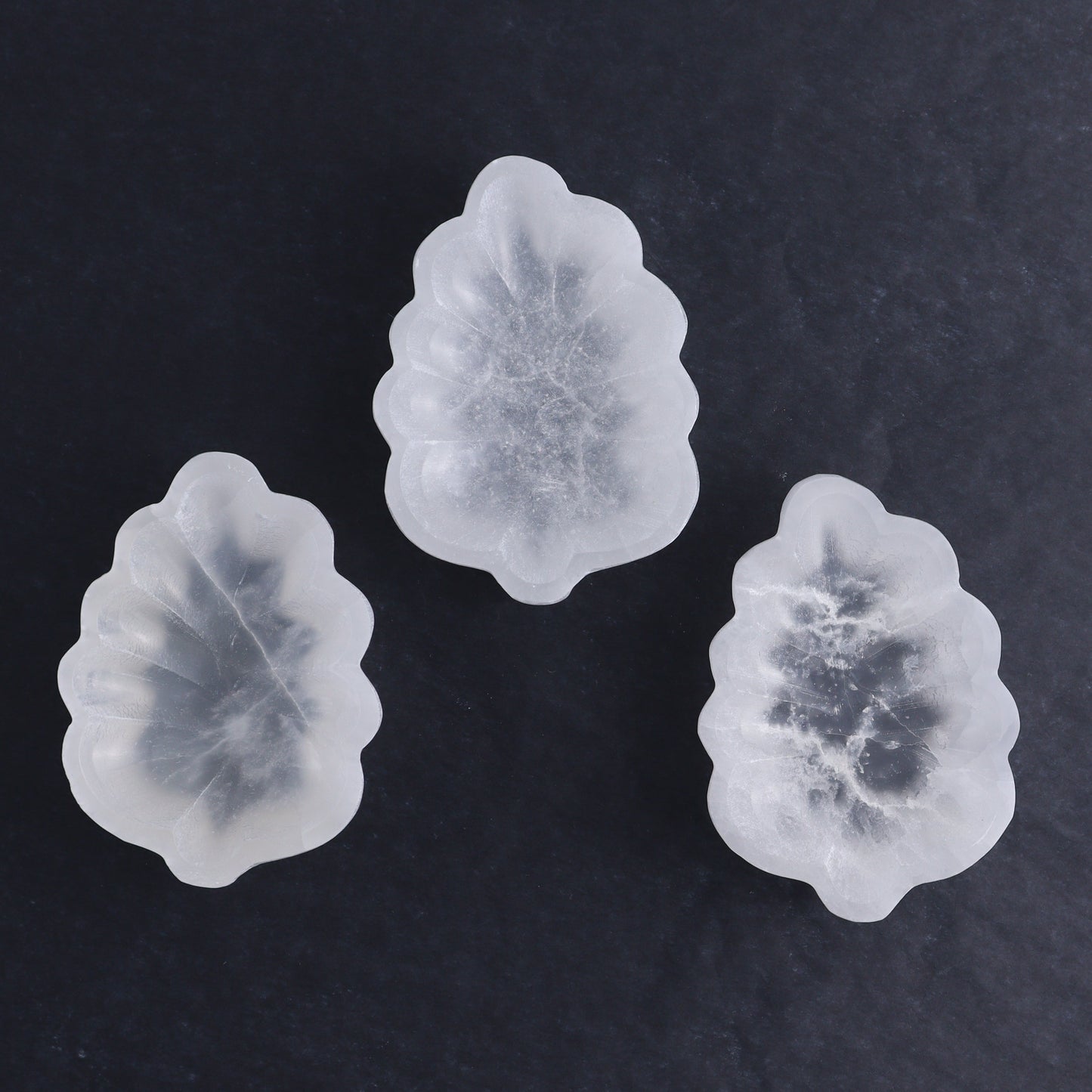 One Selenite (Satin Spar) Leaf Bowl 10 cm - Expert Wholesale and Supplier of Wholesale Crystals & Bulk Gemstones, ["Bowls","Leaf","Morocco","Selenite"]