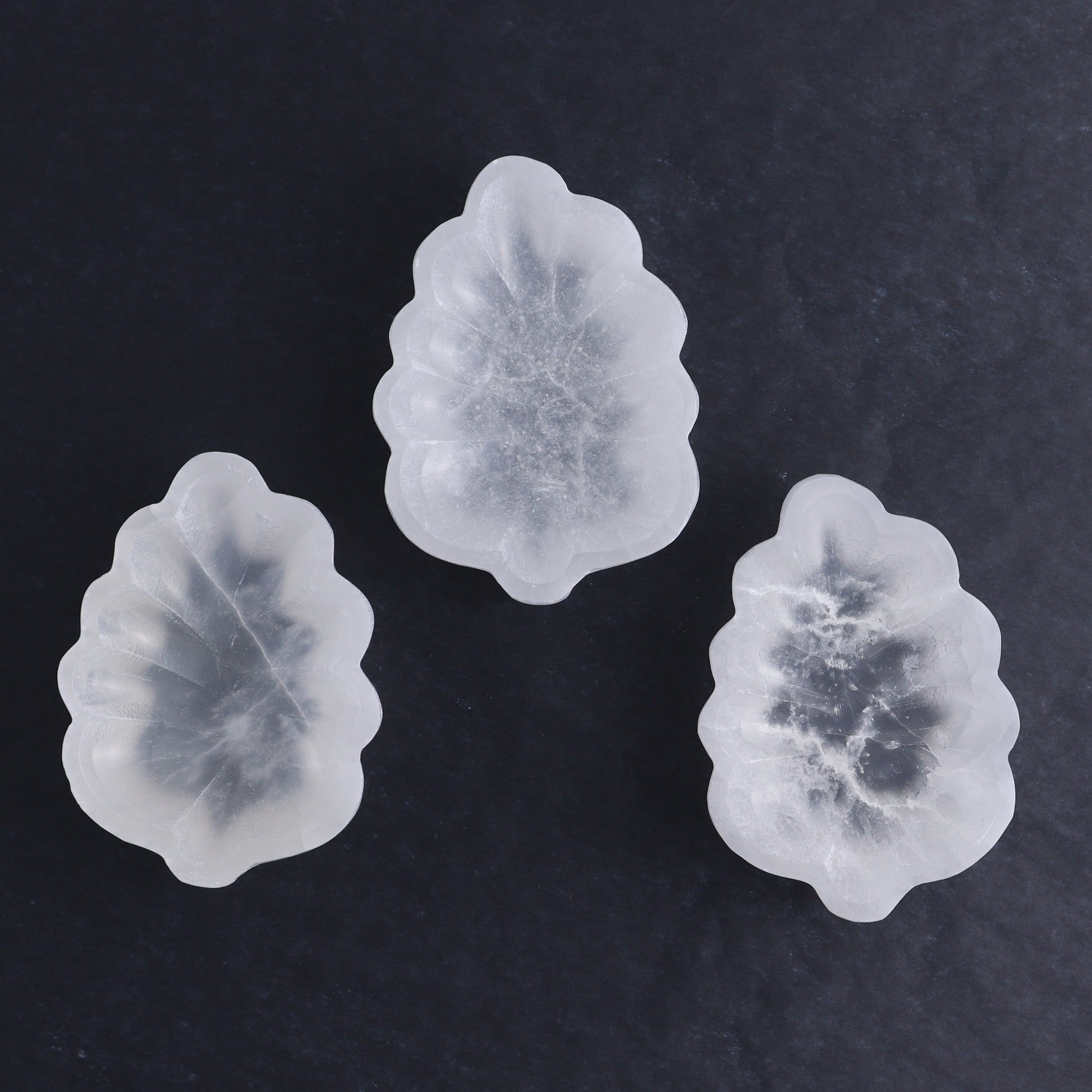 One Selenite (Satin Spar) Leaf Bowl 10 cm - Expert Wholesale and Supplier of Wholesale Crystals & Bulk Gemstones, ["Bowls","Leaf","Morocco","Selenite"]