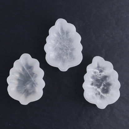 One Selenite (Satin Spar) Leaf Bowl 10 cm - Expert Wholesale and Supplier of Wholesale Crystals & Bulk Gemstones, ["Bowls","Leaf","Morocco","Selenite"]