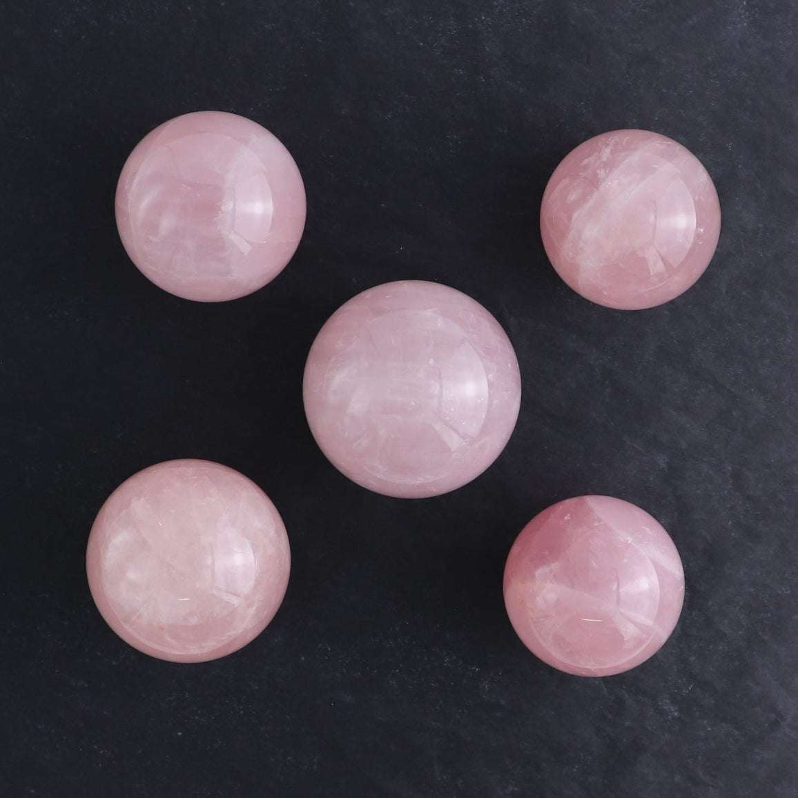 Rose Quartz Spheres Set of 5